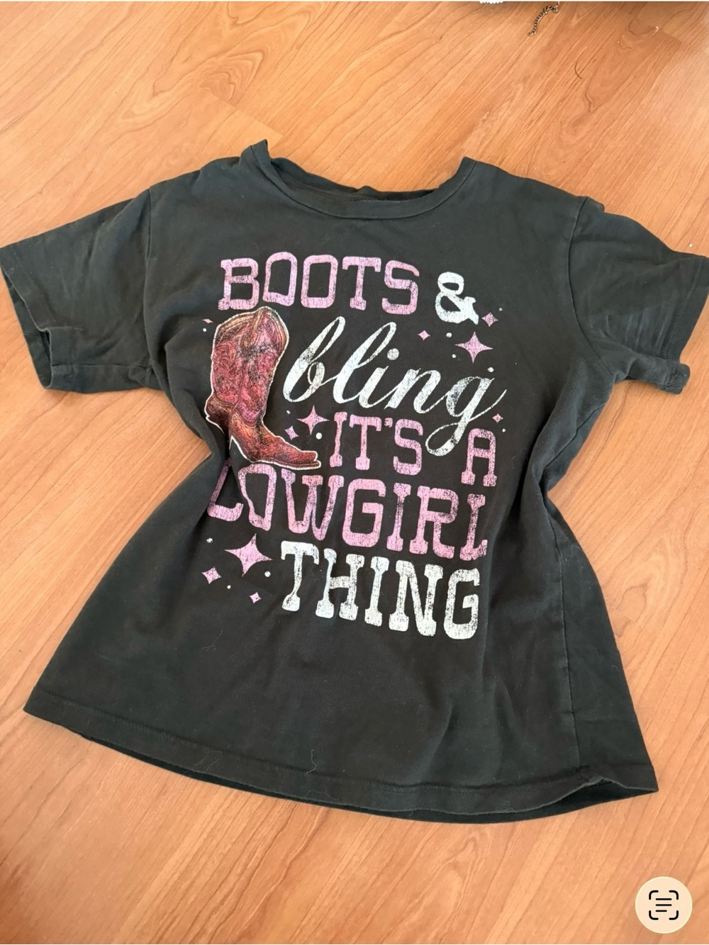 Black Graphic Tee - 'Boots & Bling' Cowgirl Print